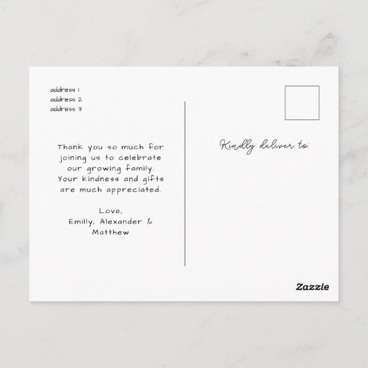 Schattigee handgetekende harten 2 Foto Dank u Baby Briefkaart (Achterkant)