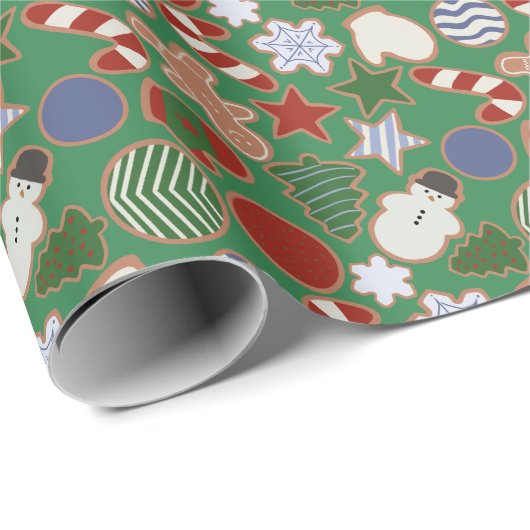 Schattigee handgetekende kerstsuiker koekje cadeaupapier (Rol Hoek)