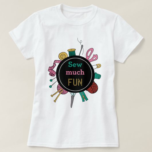 Schattigee handgetekende naai- en knutselgereedsch t-shirt (Design voorkant)