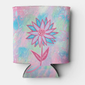 Schattigee handgetekende pastelbloem blikjeskoeler (Voorkant)