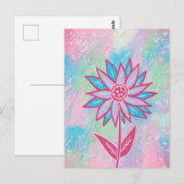 Schattigee handgetekende pastelbloem briefkaart (Voorkant / Achterkant)