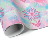 Schattigee handgetekende pastelbloem cadeaupapier (Rol Hoek)