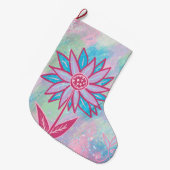 Schattigee handgetekende pastelbloem grote kerstsok (Voorkant (Hangend))