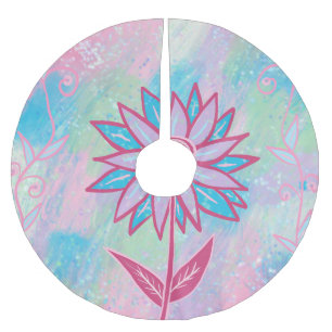Schattigee handgetekende pastelbloem kerstboom rok