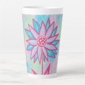 Schattigee handgetekende pastelbloem latte mok (Voorkant)