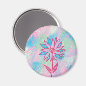 Schattigee handgetekende pastelbloem magneet (Voorkant / Achterkant)