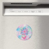 Schattigee handgetekende pastelbloem magneet (Insitu (Vaatwasser))