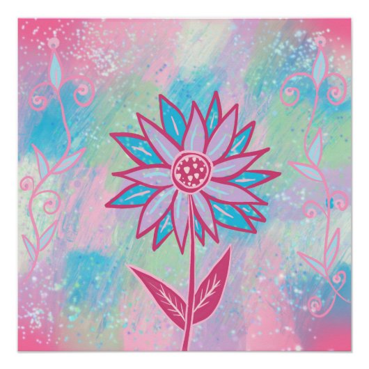 Schattigee handgetekende pastelbloem perfect poster (Voorkant)
