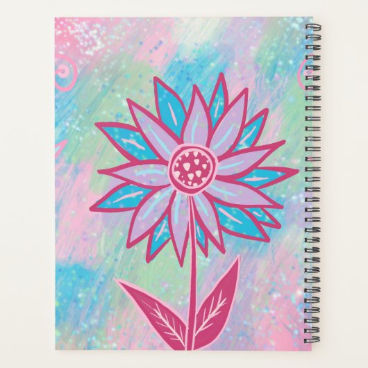 Schattigee handgetekende pastelbloem planner (Achterkant)