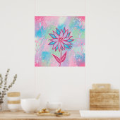 Schattigee handgetekende pastelbloem poster (Keuken)