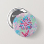Schattigee handgetekende pastelbloem ronde button 5,7 cm (Voorkant /achterkant)