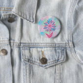 Schattigee handgetekende pastelbloem ronde button 5,7 cm (In situ)