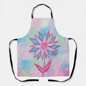 Schattigee handgetekende pastelbloem schort (Voorkant)