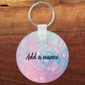 Schattigee handgetekende pastelbloem sleutelhanger (Achterkant)