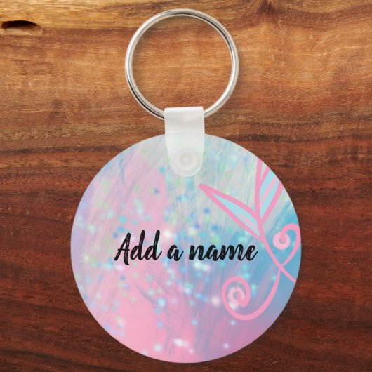 Schattigee handgetekende pastelbloem sleutelhanger (Achterkant)