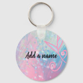 Schattigee handgetekende pastelbloem sleutelhanger (Achterkant)