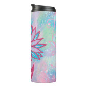 Schattigee handgetekende pastelbloem thermosbeker (Geroteerd rechts)