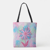 Schattigee handgetekende pastelbloem tote bag (Achterkant)