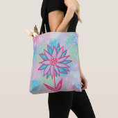 Schattigee handgetekende pastelbloem tote bag (Dichtbij)