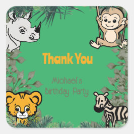 Schattigee handgetekende safaridieren vierkante sticker