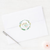 Schattigee handgetekende Waterverf bloemenkrans Ronde Sticker (Envelop)