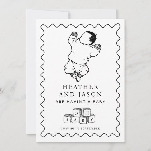 Schattigee handtekeningzwangerschap aankondiging (Voorkant)