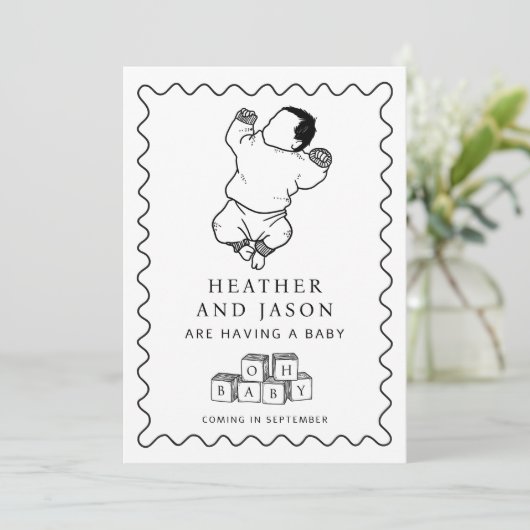 Schattigee handtekeningzwangerschap aankondiging (Staand voorkant)