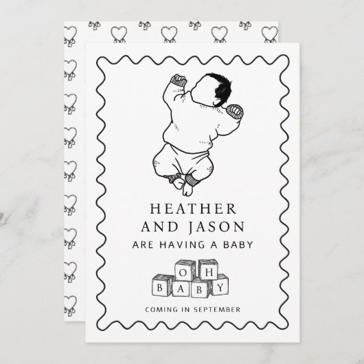 Schattigee handtekeningzwangerschap aankondiging (Voorkant / Achterkant)