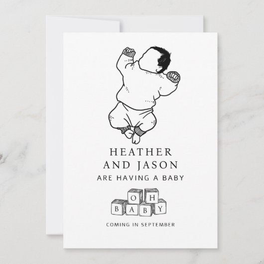 Schattigee handtekeningzwangerschap aankondiging (Voorkant)