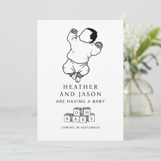 Schattigee handtekeningzwangerschap aankondiging (Staand voorkant)