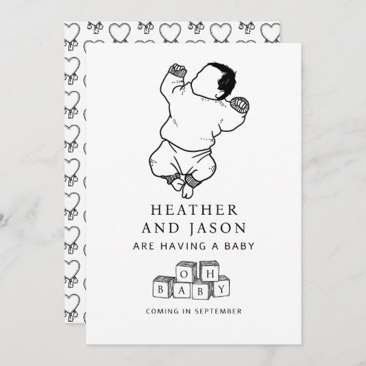 Schattigee handtekeningzwangerschap aankondiging (Voorkant / Achterkant)