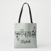 Schattigee hangende Kittens aangepaste naam Tote Bag (Voorkant)