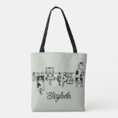 Schattigee hangende Kittens aangepaste naam Tote Bag (Achterkant)