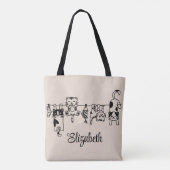 Schattigee hangende Kittens aangepaste naam Tote Bag (Achterkant)