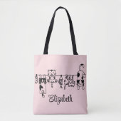Schattigee hangende Kittens aangepaste naam Tote Bag (Voorkant)