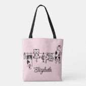 Schattigee hangende Kittens aangepaste naam Tote Bag (Achterkant)