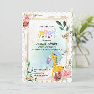 Schattigee Hangende kleding giraffe Bloemen Baby s Kaart