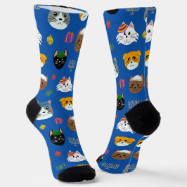 Schattigee Hannukah Cat Patterned Sokken