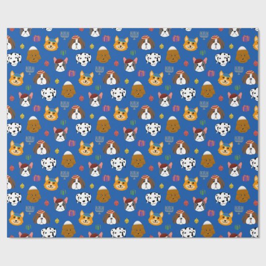 Schattigee Hannukah Dog Patterned Cadeaupapier (Vlak)