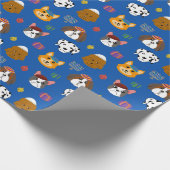 Schattigee Hannukah Dog Patterned Cadeaupapier (Hoek)