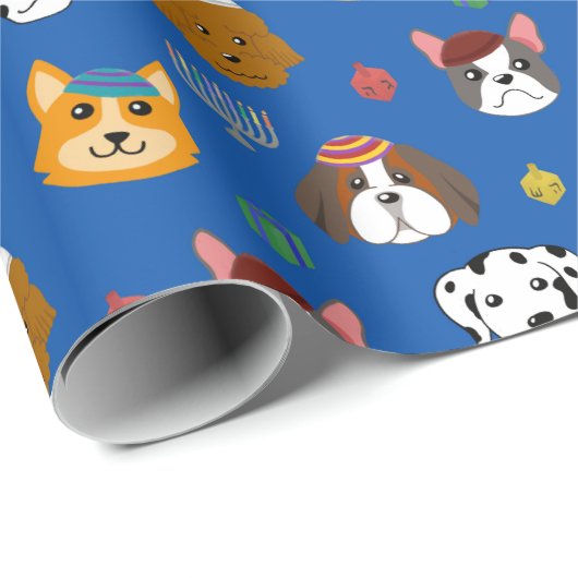 Schattigee Hannukah Dog Patterned Cadeaupapier (Rol Hoek)