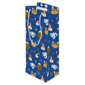 Schattigee Hannukah Dog Patterned Wijn Cadeautas (Achterkant Gekanteld)
