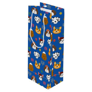 Schattigee Hannukah Dog Patterned Wijn Cadeautas