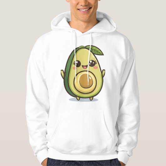 Schattigee Happy Avocado – Kawaii Graphic Design Hoodie (Voorkant)