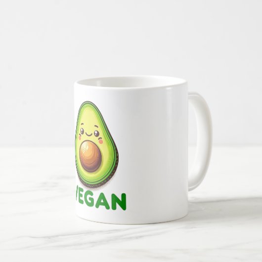 Schattigee Happy Avocado Vegan Lifestyle Koffiemok (Voorkant rechts)