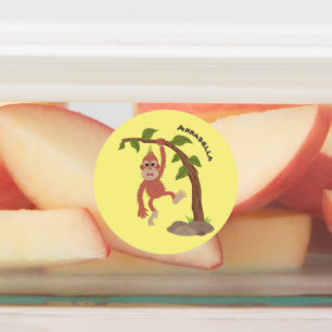Schattigee Happy baby orang-oetan cartoon geperson Labels