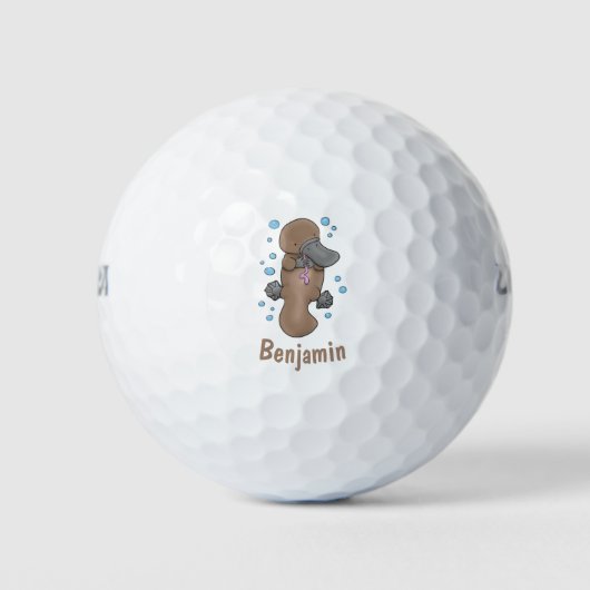 Schattigee Happy baby Platypus cartoon gepersonali Golfballen (Voorkant)