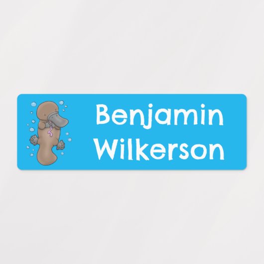 Schattigee Happy baby Platypus cartoon gepersonali Labels (Design 1)