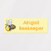 Schattigee Happy Bee cartoon gepersonaliseerd Labels (Design 1)