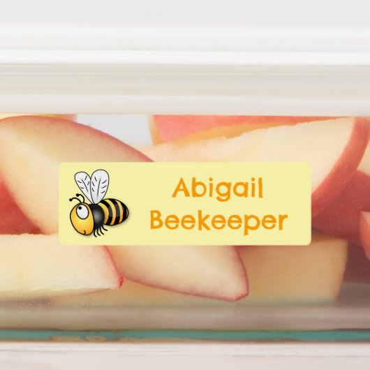 Schattigee Happy Bee cartoon gepersonaliseerd Labels (Aangebracht)